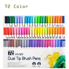 72 цвета воды Цвет Двойная кисть маркер ручка Fineliner Изобразительное искусство школьные маркеры принадлежности для цветной ing книги канцелярские принадлежности манга рисование