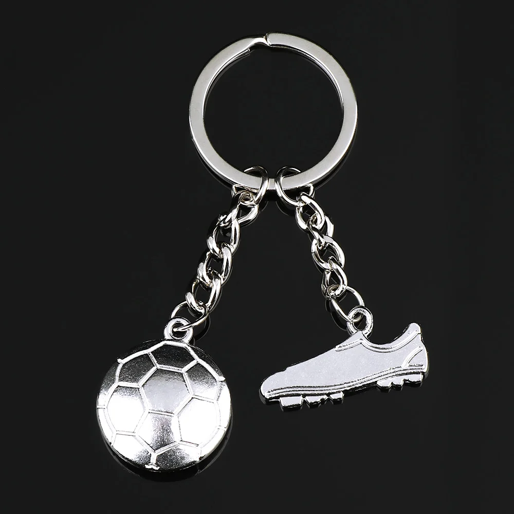 

1PC Men Keychain Creative Gifts Fashion Cute Metal Key Ring Silver Color Keyfob Cool Soccer Shoe Lovely Keyrings