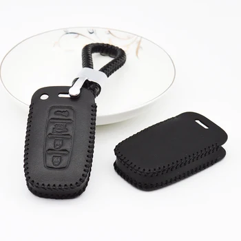 

Leather Car Smart Key Case Cover For Hyundai Solaris I20 I30 Santa fe IX35 Creta Elantra I10 IX25 Key Ring Shell Accessories