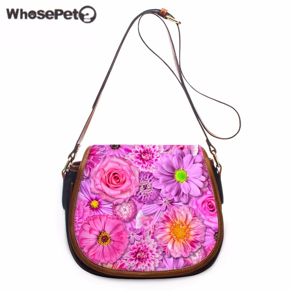 

WHOSEPET Palm Tree Messenger Bag For Girls Pu Shoulder Bags Casual Sling Bag Causal Flowers Small Bolsas femininas Crossbody Bag