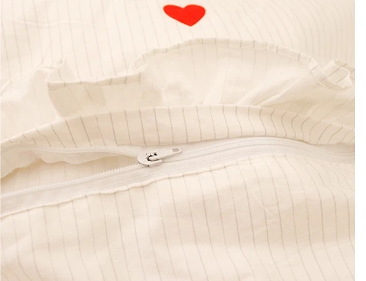 baby bedding set bumper pillowcase bed sheet princess style white with red heart for girls crib set washable customize size (14)