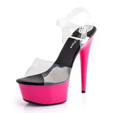 Europe and the United States ultra – high heels 15CM Fine with waterproof platform sandals Color dress banquet female model runw