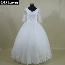 QQ Lover New Half Sleeves V neck Sequined Lace Ball font b Gown b font font