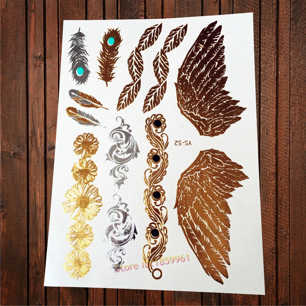 1 шт. сексуальные боди арт наклейки золотая металлическая Татуировка Павлин