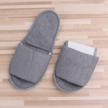 

Home Hotel Slippers Foldable Air Travel Salon Breathable Wear Slippers With Storage