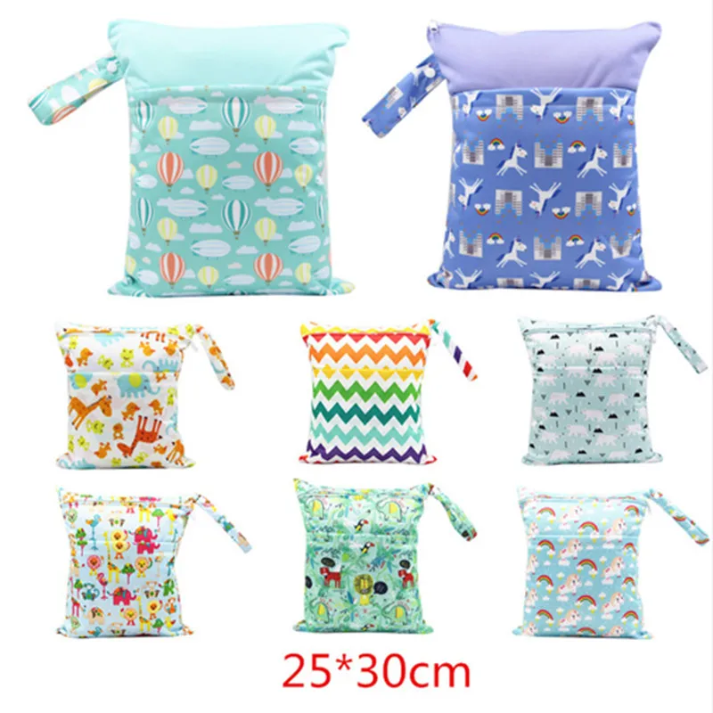 

Reusable Double Pocket Wet Dry Diaper Bag 30*35CM Waterproof Washable Sanitary Pad Nursing Pad Storage Bag Dry Wetbag