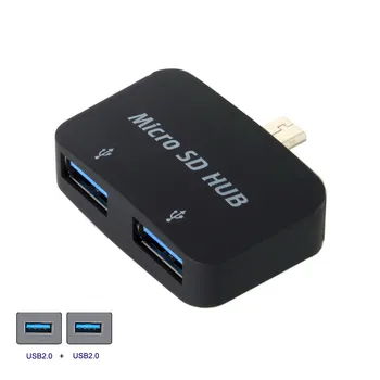 

5Pin Micro USB OTG to Dual Ports USB 2.0 Hub Adapter for Cell Phone & Tablet