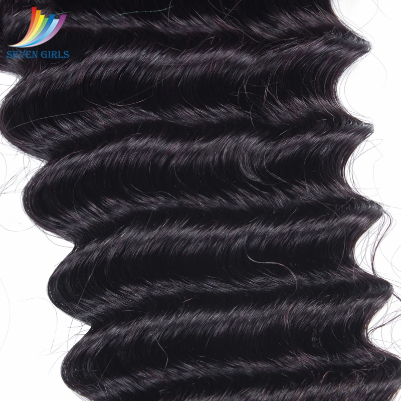 Sevengirls глубокая волна 4*4+ 2*4 шелк база швейцарская шнуровка /Meddle/три части перуанский натуральный цвет натуральная человеческие волосы