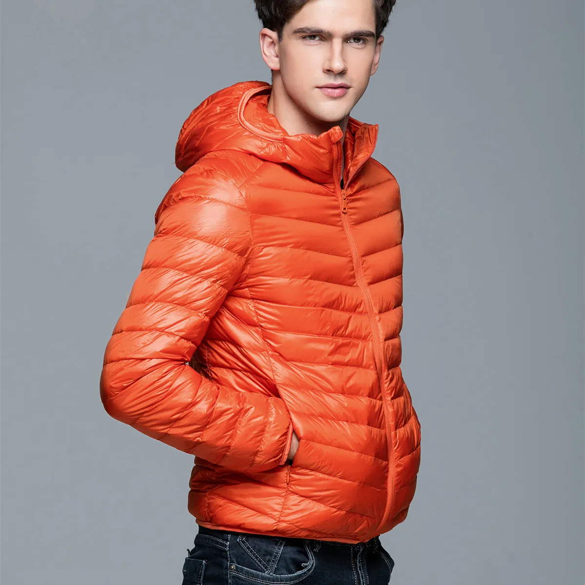 Clothing 2016 men's clothing down outerwear thin thermal with a hood