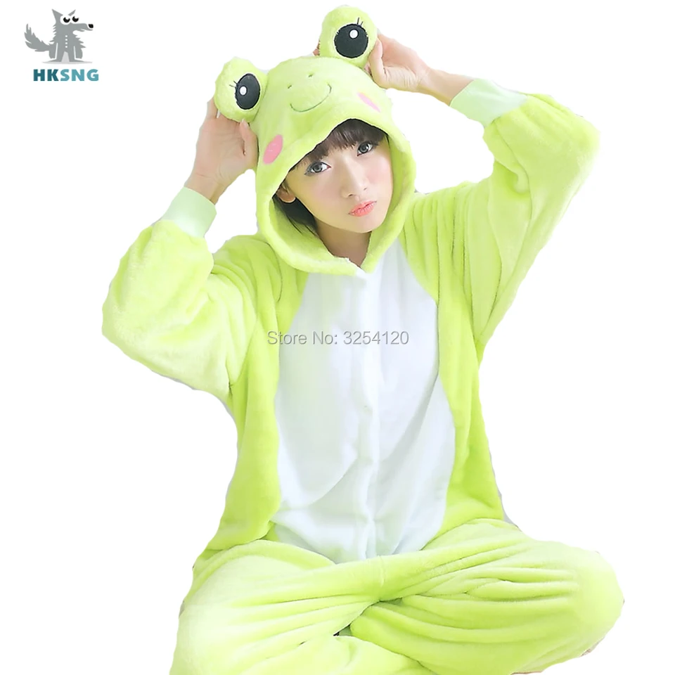 Pyjama Onesie Grenouille Enfant - Kigurumi Unisexe - Capuchon, Fermeture Zip - Taille 100 à 140 - Coton/polyester Doux