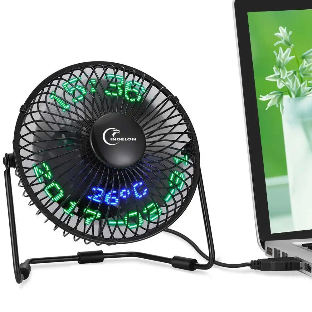 Ingelon LED USB Fan Clock Ventilador usb led mini Fan Desk Fan with