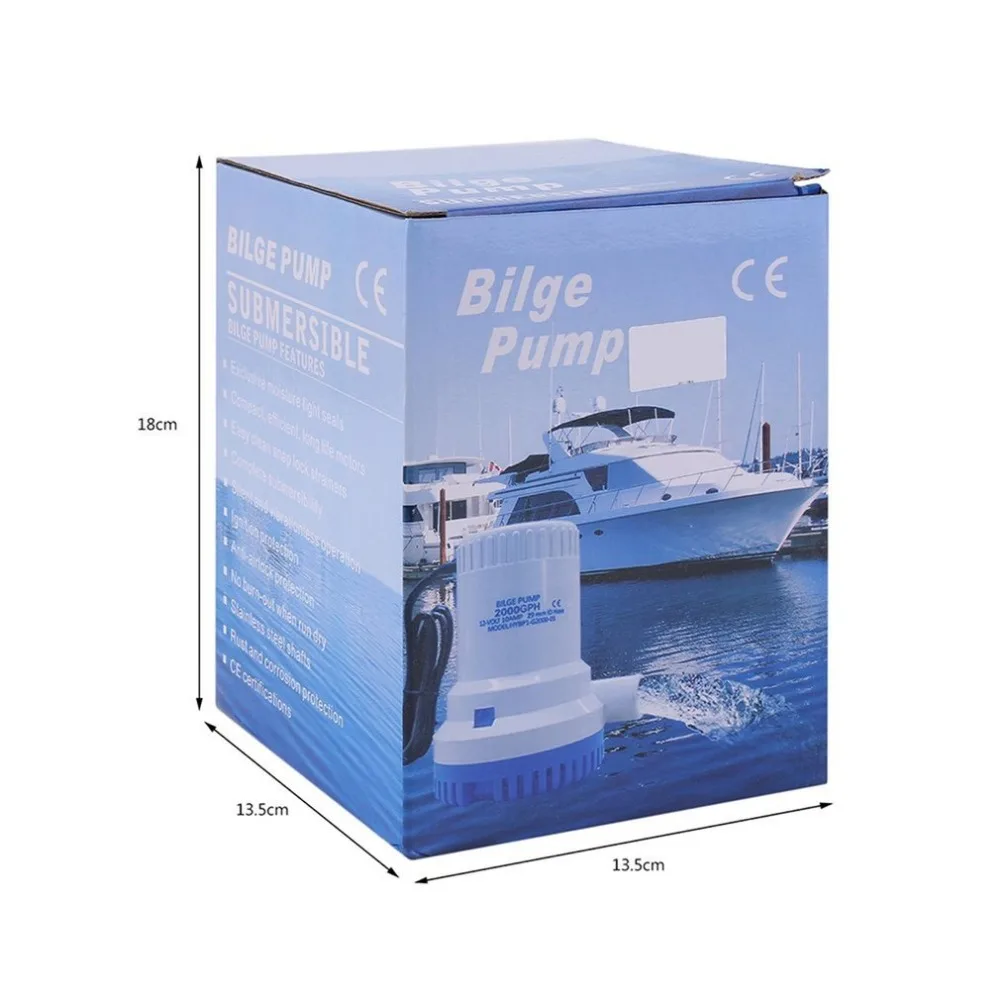 Погружной откачивающий насос вакуумный водяной 2000 галлонов в час 12 В