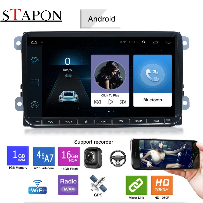 

STAPON 9inch android 8.0 forvw car mp5 with FM/AM navigationsteering 9001