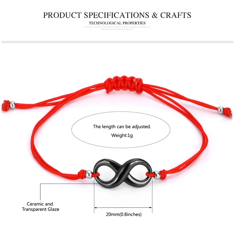 Амулет с красной нитью безобидный бесконечный керамический красный черный браслет-веревочка для женщин ручной работы браслет восковой струны амулет ювелирные изделия