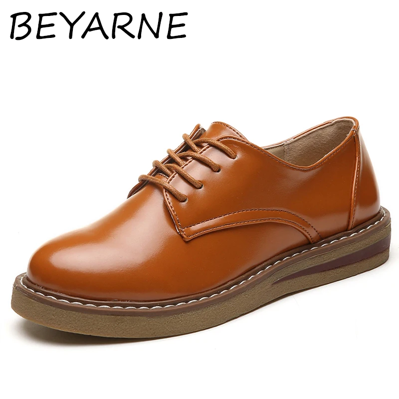 BEYARNEPu/Женская обувь из лакированной кожи Весенняя на плоской платформе в