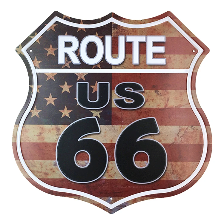 Route 66 форма щит винтажные металлические знаки вывеска для АЗС гаража Ретро табличка декоративная живопись пластина 30,5*30 см D001 - Цвет: 5
