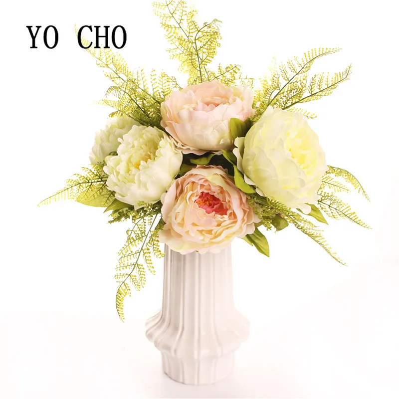 Yo Cho Complementi Arredo Casa Grande Rosa Bouquet Di Nozze Di Natale Da Tavolo Centrotavola Falso Flores Fai Da Te Impianto Di Foglie Di Peonia Fiori