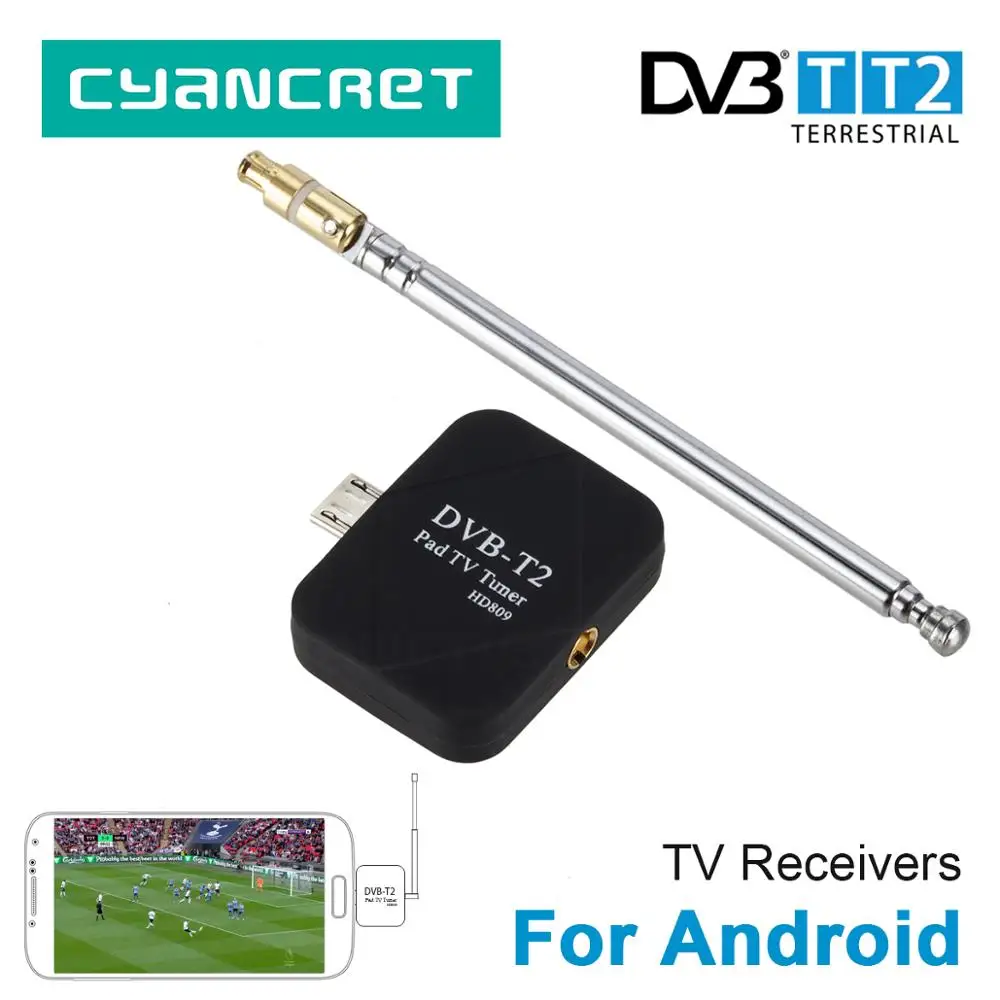 

DVB-T2 DVB-T HD Digital TV Tuner TV Receiver for Android Mobile Phone Pad Tablets HDTV TV Stick with Micro USB Two Antenna