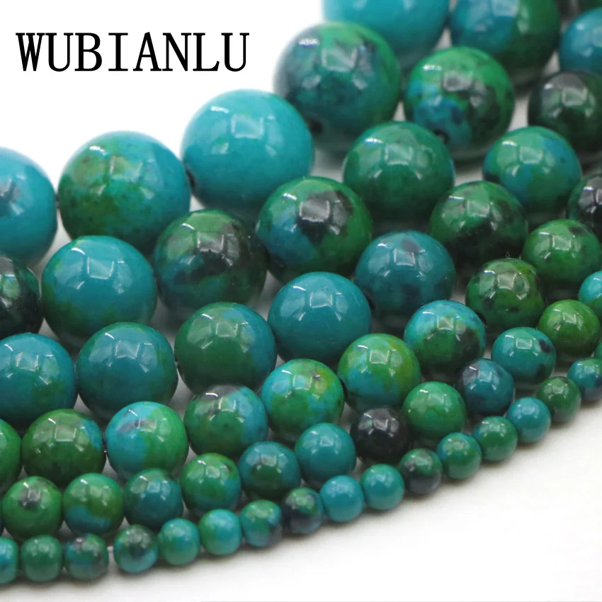 1 High Quality 4-14mm natural Dark green semi-precious Round ball Phoenix stone loose beads for DIY Fashion charms (3)