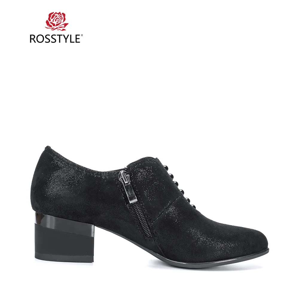 Clásica Zapatos Pie Piel Oveja Suave Superficial Retro Cuadrados Casual Redondo Black C11 Dedo Tacones Mujer Alta Del Rosstyle De Calidad Bombas 7ZYwdqF7B