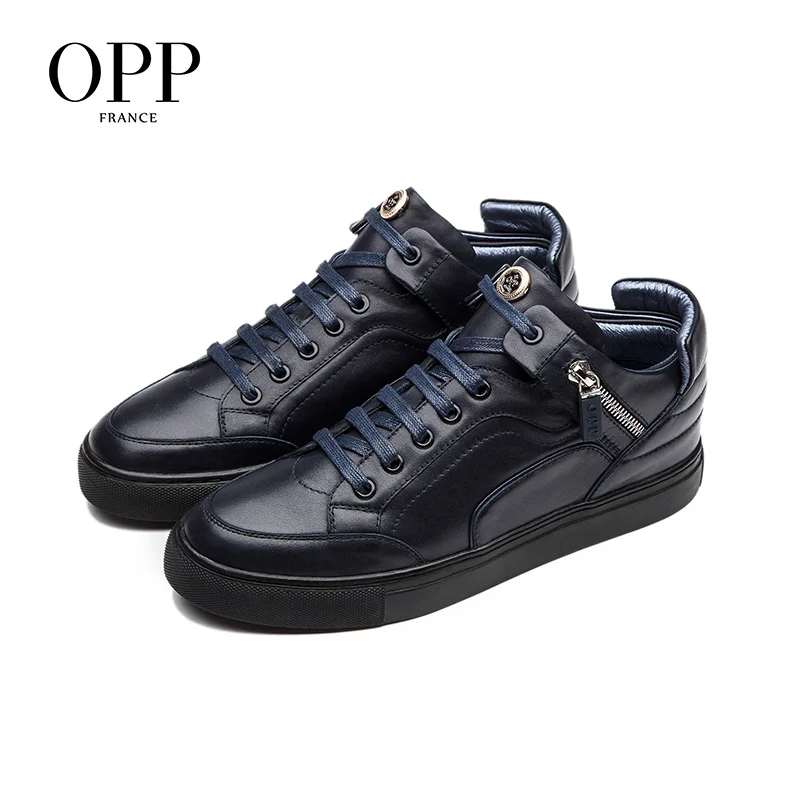 

OPP Men Boots Zip Genuine Leather shoes Winter Boots Men Full Grain Leather Shoes Ankle Boots For Men