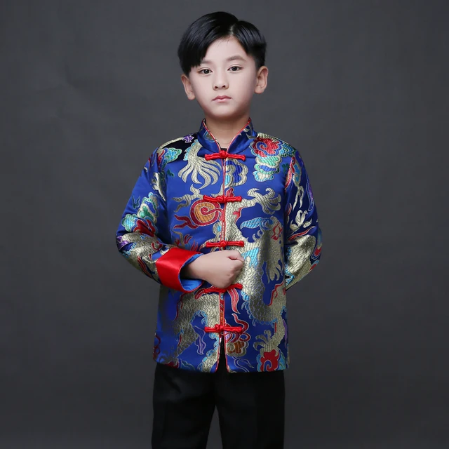 2017 Boy Cheongsam Top Tang Suit Costume Kids Add Velvet Thickening
