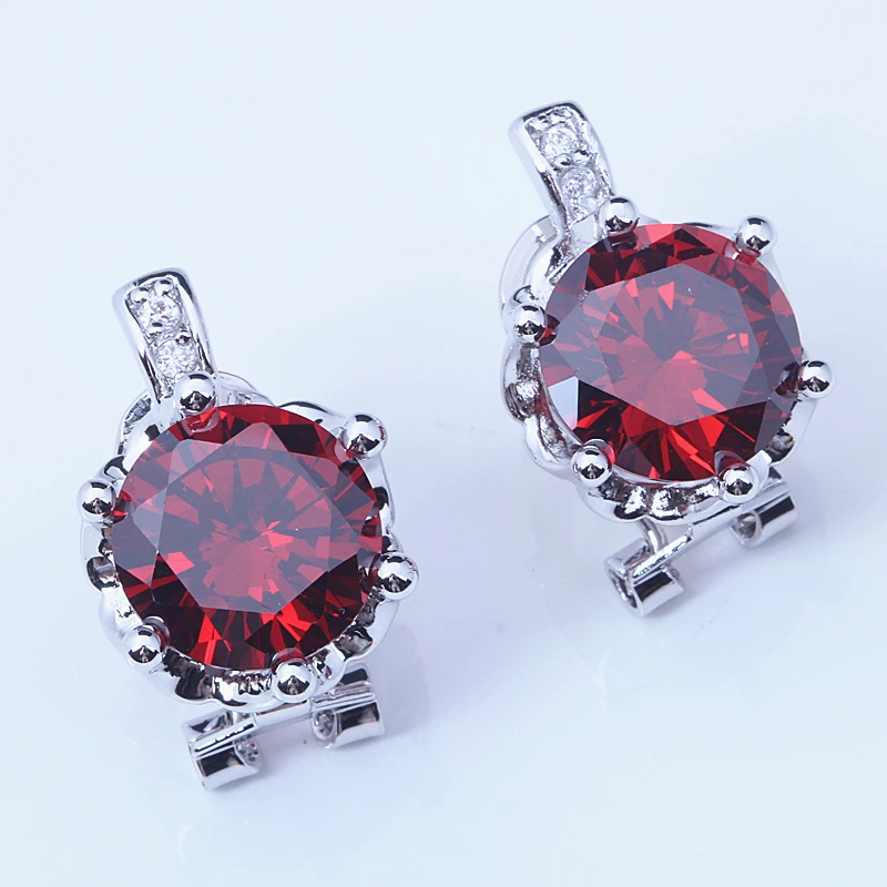 Free Shipping Alluring Red Zircon Fashion Prom Party Silver Colour Clip