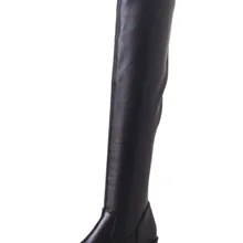 Осенне-зимние женские ботинки сапоги до бедра Дамская мода искусственная кожа ботинки на шнуровке; женская зимняя обувь Ботинки с зауженным мысом; Сапоги выше колена