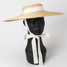 Стильный Простой Модный ремешок пшеничной соломы плоская шляпа туристический солнцезащитный Пляжный Тент соломенные шляпы, шляпа от солнца шляпы с широкими полями Лето