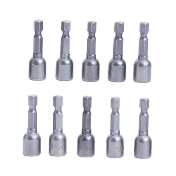 

10 Pcs/Set 1/4" Shank Cr-V Steel Magnetic Hex Socket Nut Driver Bits Metalworking Power Tool Parts Accessories