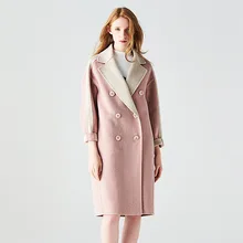 Женское пальто осень и зима новое двухстороннее кашемировое пальто двубортное однотонное длинное шерстяное пальто для женщин