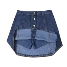 Summer Women Jeans Denim Skirt Button Plus Size XXL Vintage Blue Short Mini Skirts Womens Female Fashion Casual Brand 2017 YY560