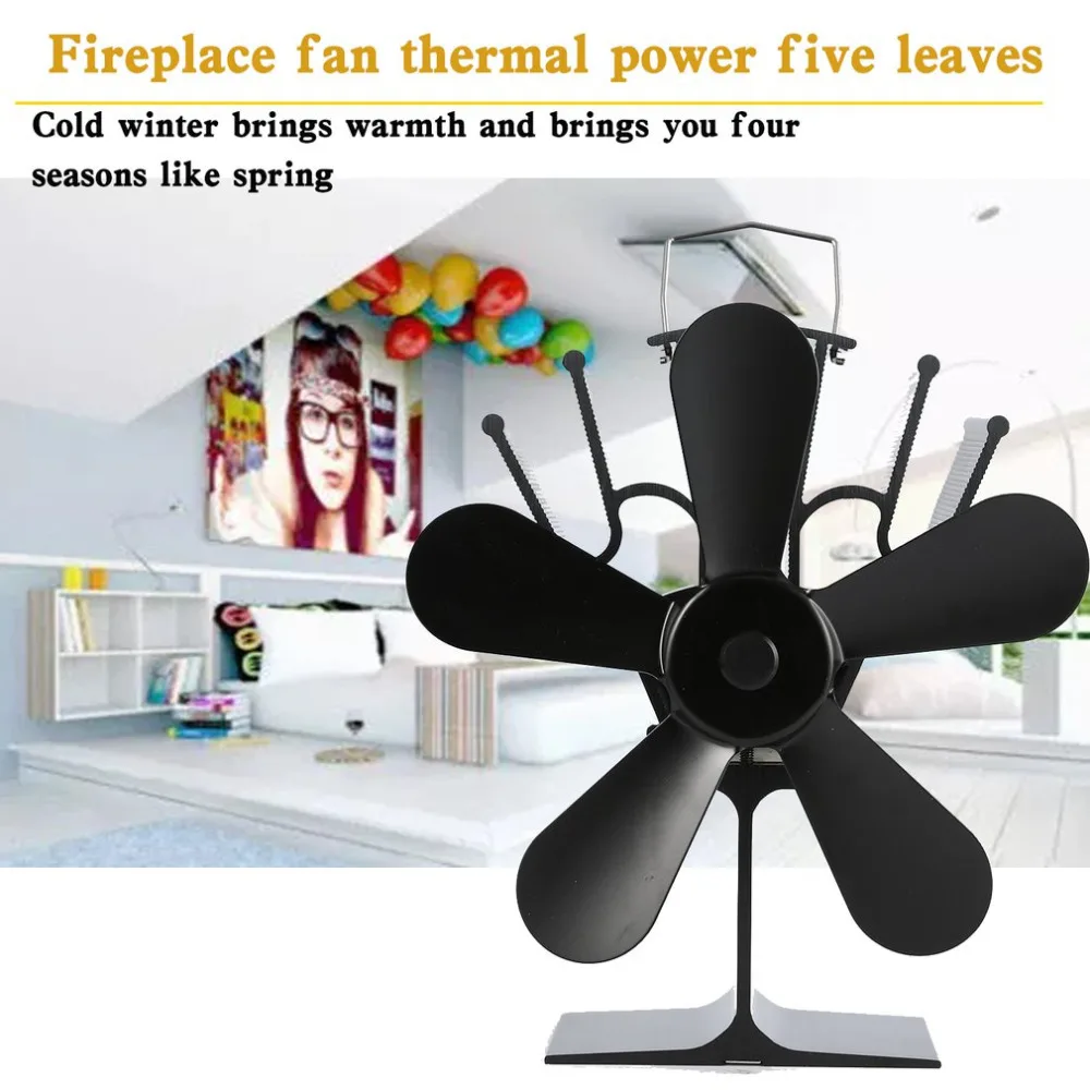 

5 Blade Thermal Power Fireplace Fan Heat Powered Wood Stove Fan For Wood Log Burner Fireplace Eco Friendly Fans Log Heaters