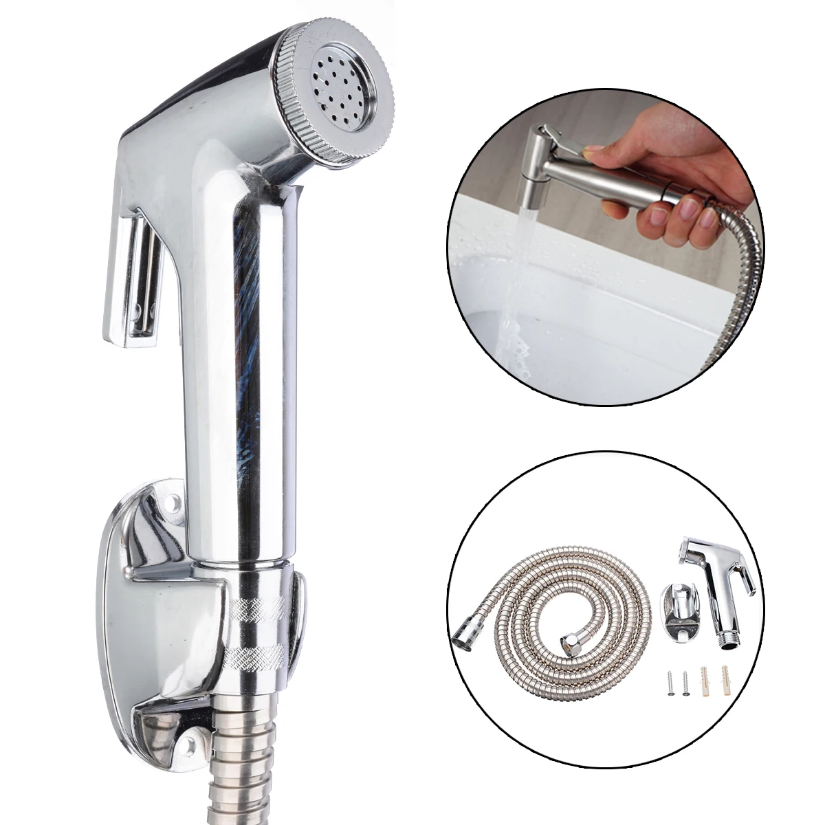 Handheld Bidet Spray Shower Head Toilet Adapter Wall Bracket Hose Kit Bidet Parts Bathroom Fixtures