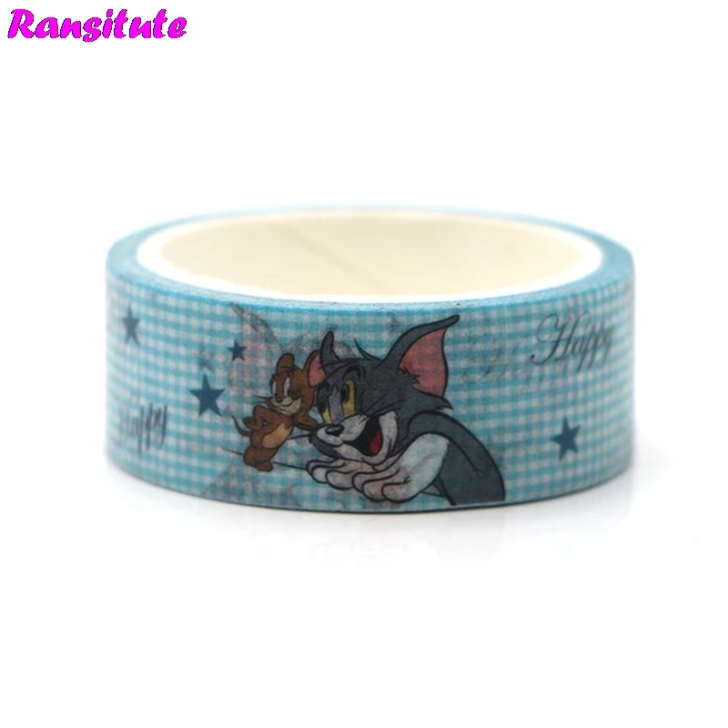 Ransitute R453 кошачья и мышь мочалка бумажная лента японский стиль ручная лента декоративная маскирующая лента Съемная Лента наклейки