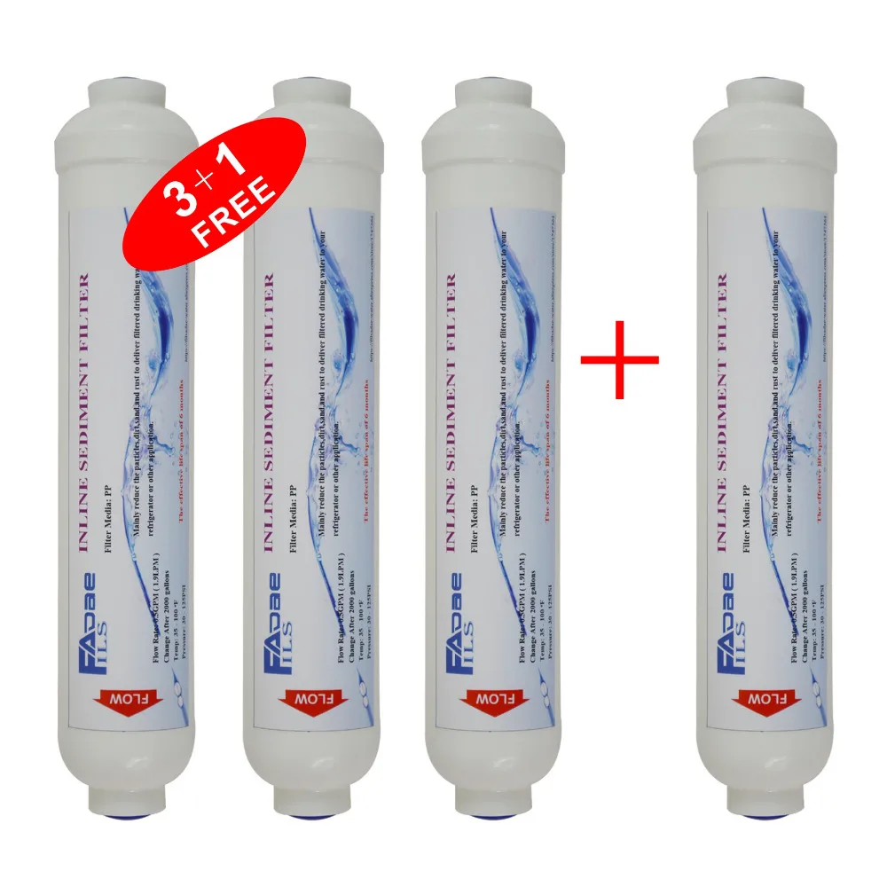 Refrigerator and Reverse Osmosis(RO) System Replacement Water Filter Cartridges 10 in. T33 Inline Sediment Filter(3+1 FREE) Refrigerator and Reverse Osmosis(RO) System Replacement Water Filter Cartridges 10 in. T33 Inline Sediment Filter(3+1 FREE)