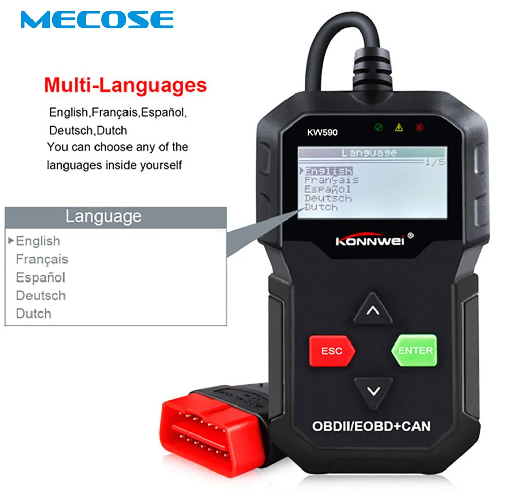 

KONNWEI KW590 Full OBD2 Function Code Reader Auto Scanner Diagnositic Tool Multi-languages 2019 Promotion Cheap Price
