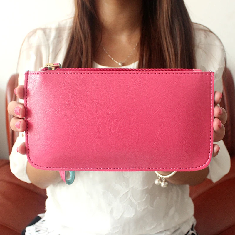 Practical Zipper Wallet Female Leather Brand 2016 Fashion Organizer Wallet Money Coin Pocket Phone Purses Ladies Card Holders