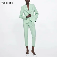 2019 OL Green Two Piece Suit Set Women Spring Summer Single Button Blazer Jacket High Waist Women's Pant Suits Office 2 Piece 2019 OL Green Two Piece Suit Set Women Spring Summer Single Button Blazer Jacket High Waist Women's Pant Suits Office 2 Piece