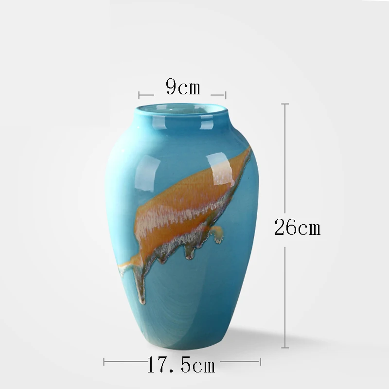 Современные Цзиндэчжэнь роскошные керамические вазы ручной работы синий большой украшение для ваз домашнего интерьера ремесло свадебные подарки - Цвет: A 26X17.5X9cm