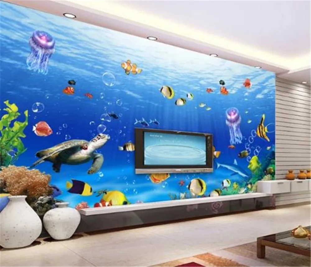 

Wallpaper Exquisite Underwater World Turtle Tour 3d Seascape Wallpaper Living Room Bedroom Background Wall Decoration Wallpaper