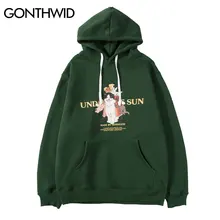 GONTHWID/толстовки с изображением забавных ангелов, коронации кота, толстовки,, хип-хоп, Harajuku, Повседневный пуловер с капюшоном, уличная одежда, топы