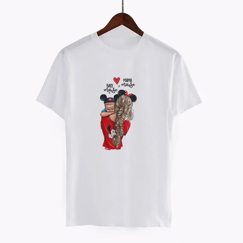 

Summer Women Casual Blouses Harajuku Print Tops Tee Short Sleeve O Neck Shirt Mother's Baby White Shirt Tops Sweet Lady Shirts