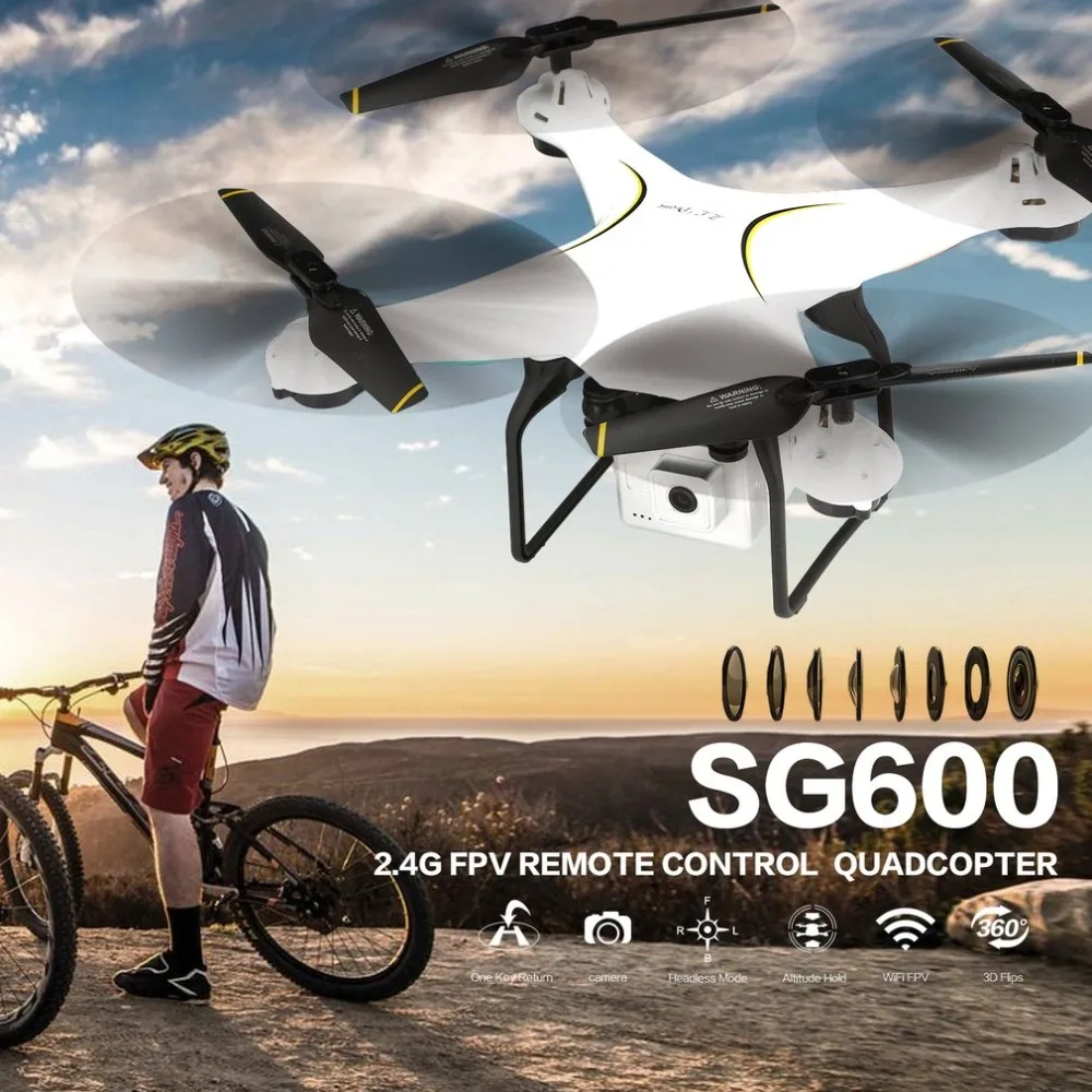 Радиоуправляемый Дрон Wifi FPV SG600 Квадрокоптер с камерой 0.3MP самолет удержание