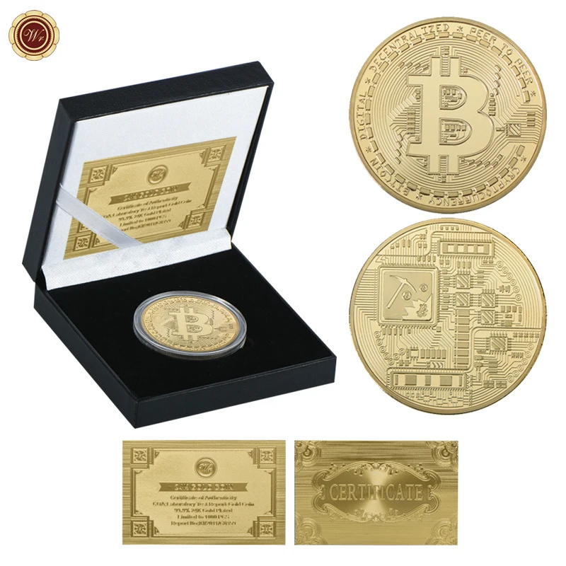 WR Bitcoin монета позолоченные вызов монет с качеством Подарочная коробка шелковый
