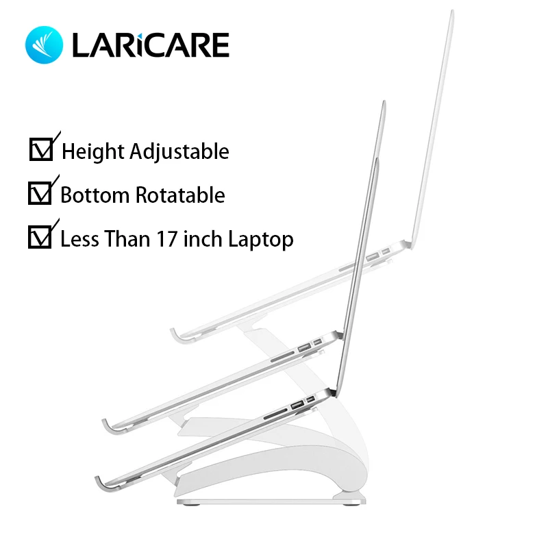 LariCare алюминиевый сплав Регулируемая по высоте подставка для ноутбука, подставка для планшета для IPad Surface Pro. Поддержка всех ноутбуков и планшетов