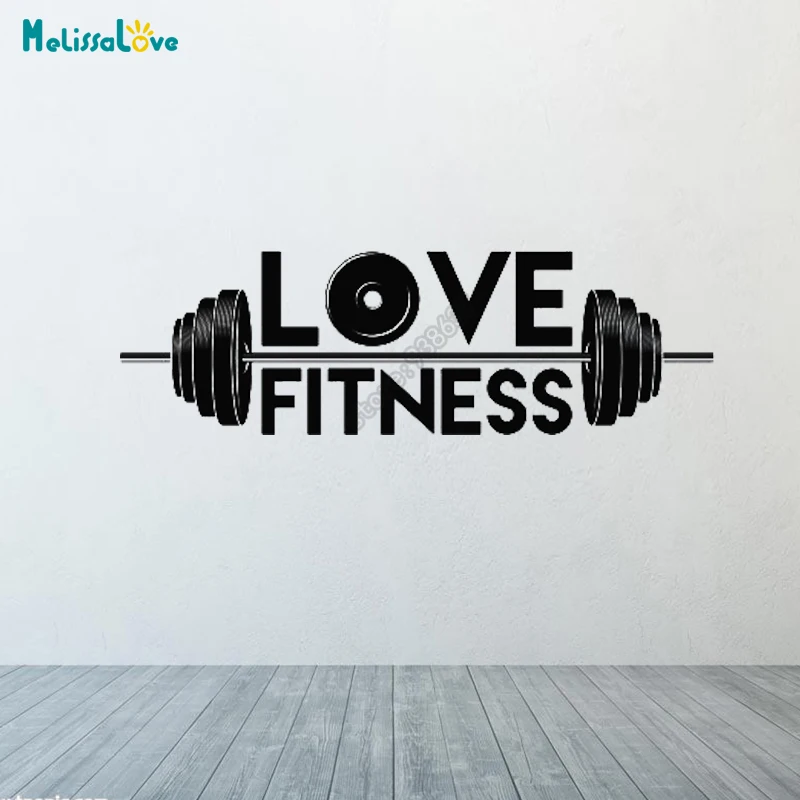 Love Fitness Gym Sticker Weights Fitness Them Gymnasium Decal Removable