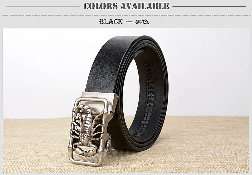 Factory Direct Brand Designer Belt Men High Quality Real Leather Belts Strap Male Retro Scorpion Automatic Buckle Belt for Men