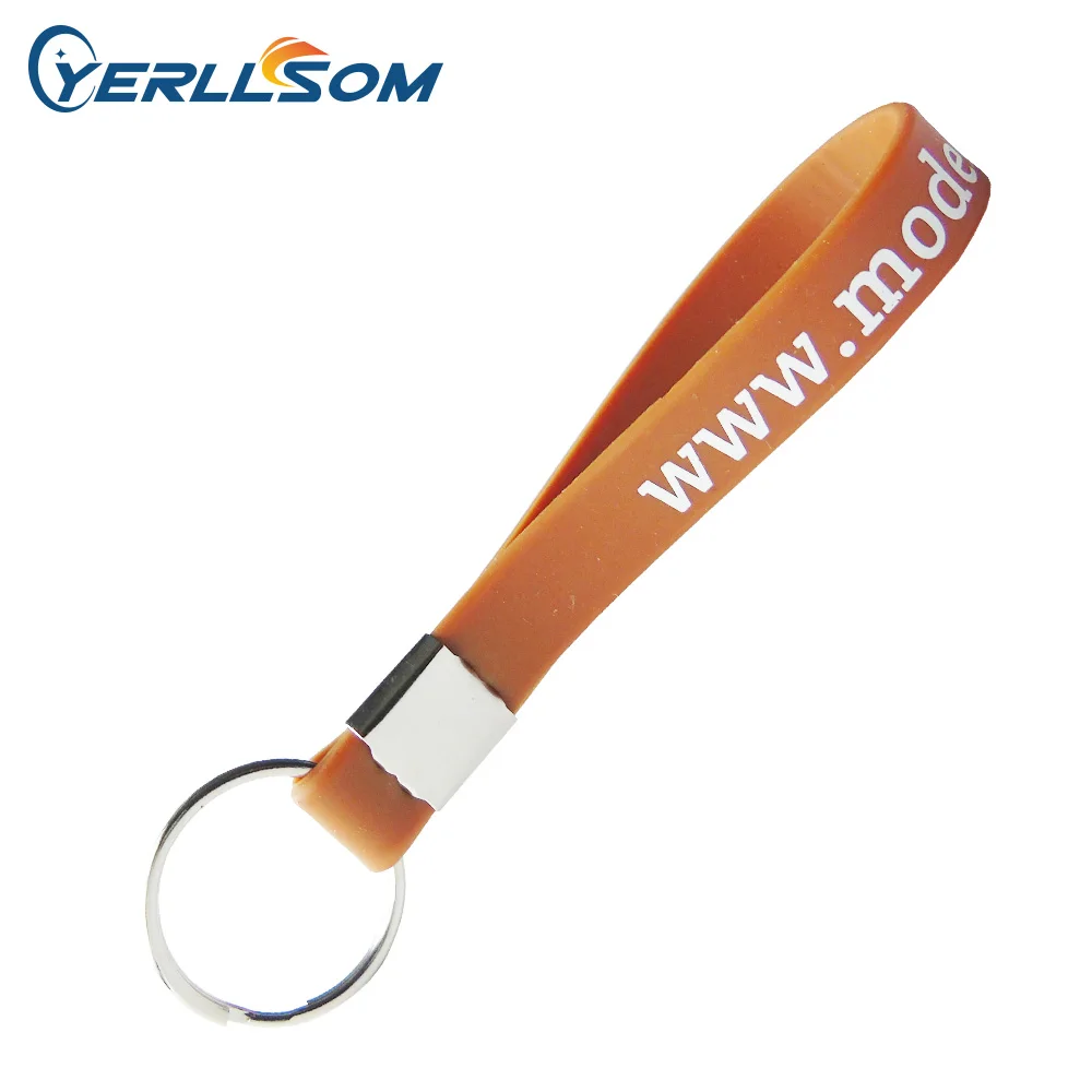

150PCS/lot Free shipping customized scren printed logo Solid Color Silicone Keychain K032502