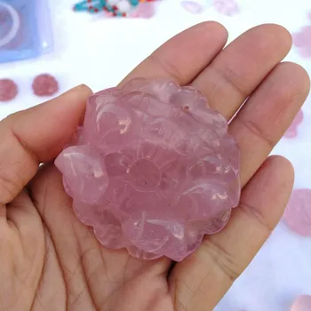 

Free Shipping Big Size Of Fashion Natural Peony Flower Shaped Rose Quartz Crystal Pendant LXM